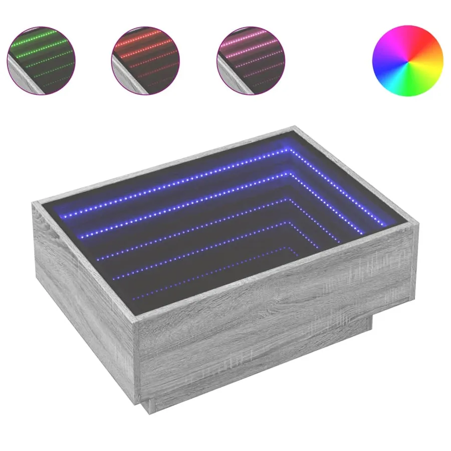 Table basse avec LED sonoma gris 70x50x30 cm bois d'ingénierie - 2