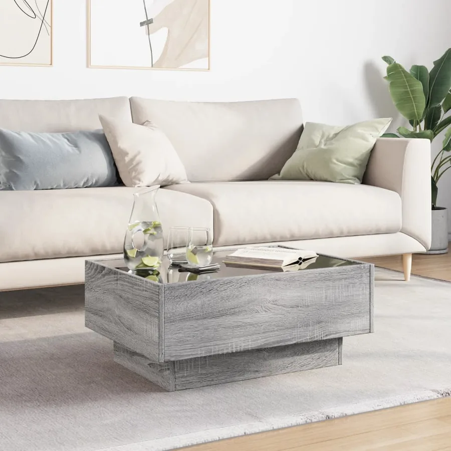 Table basse avec LED sonoma gris 70x50x30 cm bois d'ingénierie - 4