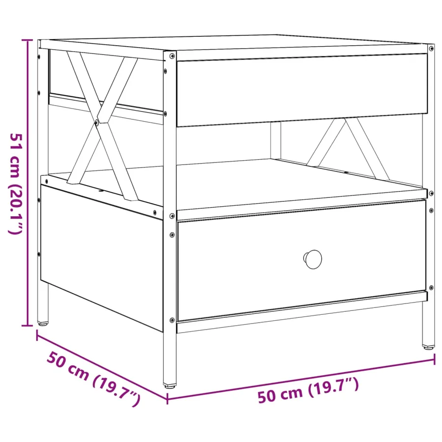 Table basse avec LED Infinity sonoma gris 50x50x51 cm - 14