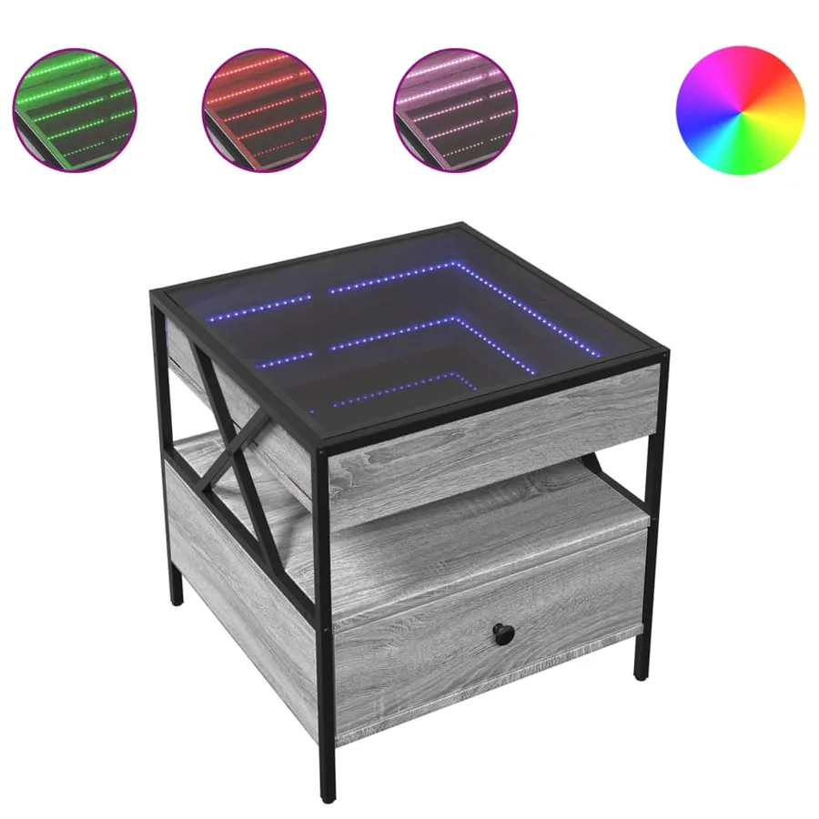 Table basse avec LED Infinity sonoma gris 50x50x51 cm - 2