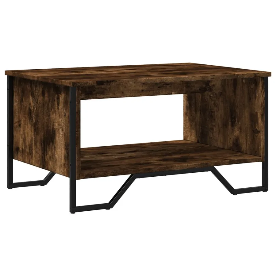 Table basse chêne fumé 75x51x40 cm bois d'ingénierie - 2