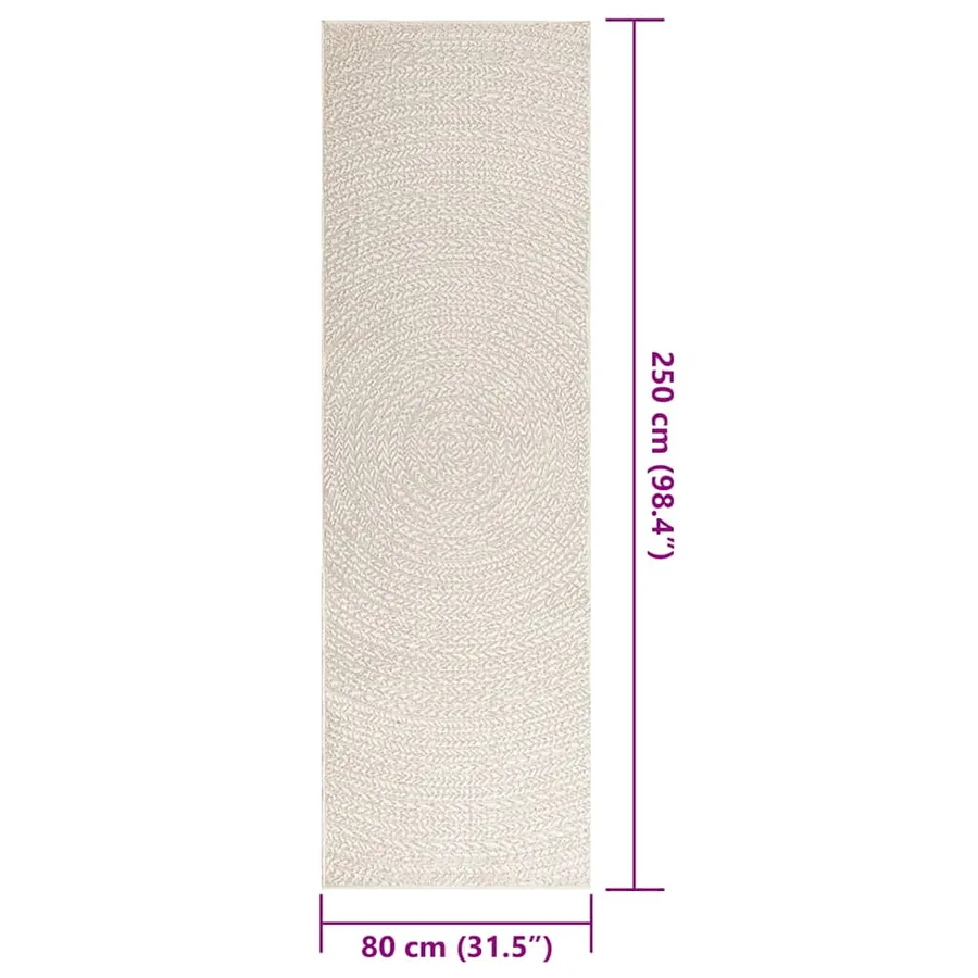 Tapis ZIZUR crème 80x250 cm aspect de jute intérieur extérieur - 9