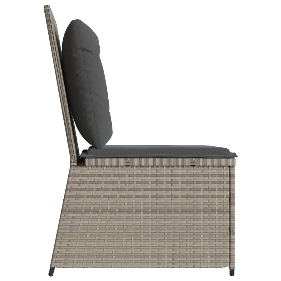 Canapé inclinable de jardin coussins gris clair résine tressée - 5