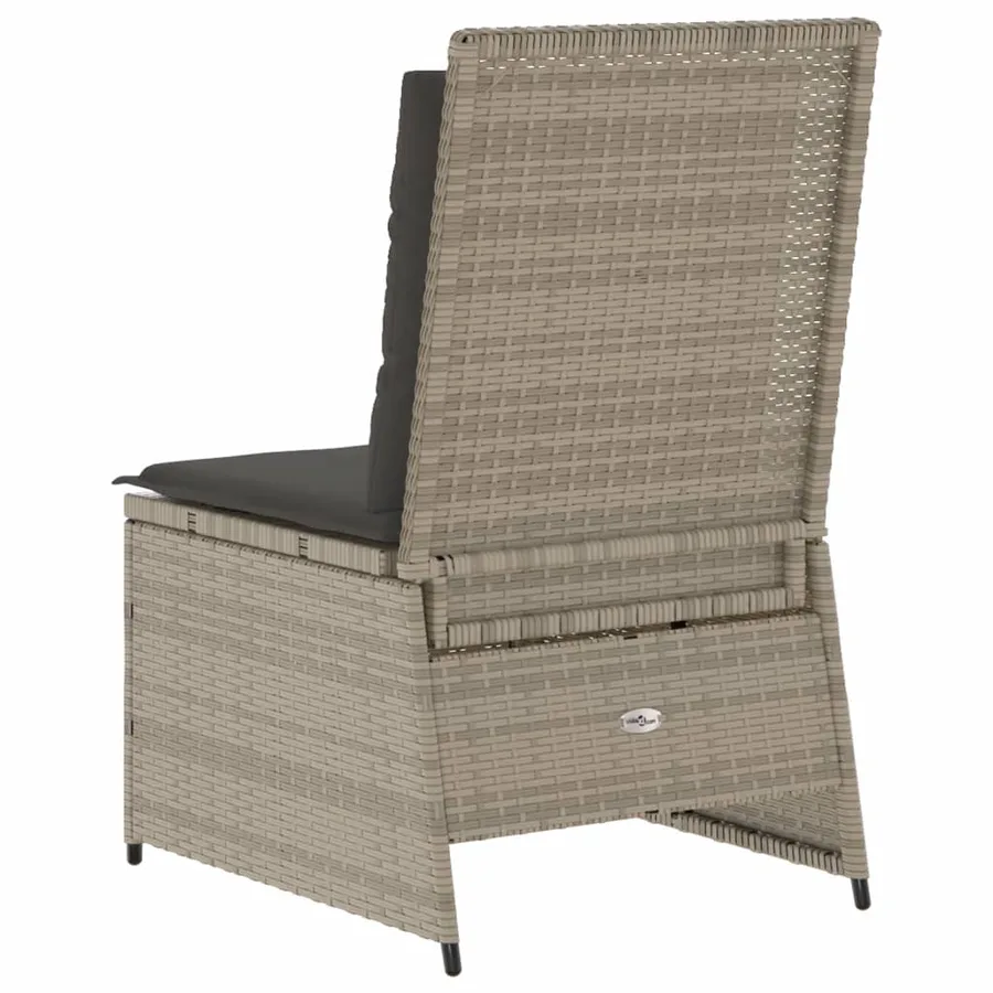 Canapé inclinable de jardin coussins gris clair résine tressée - 6
