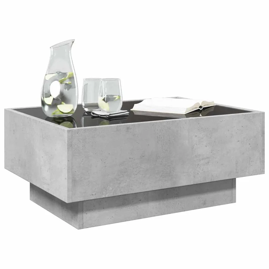 Table basse avec LED gris béton 70x50x30 cm bois d'ingénierie - 5