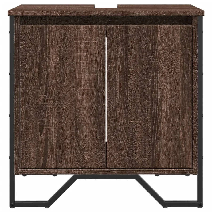 Armoire lavabo de salle de bain chêne marron 60x35x60 cm - 4