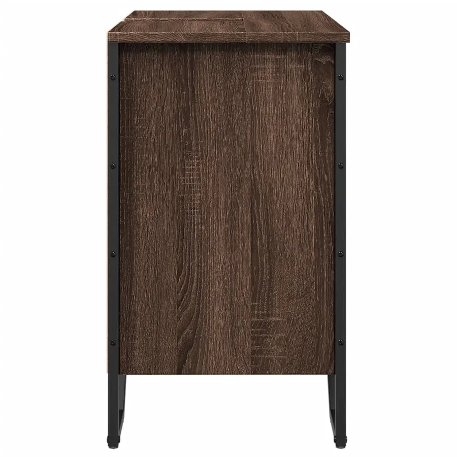 Armoire lavabo de salle de bain chêne marron 60x35x60 cm - 5