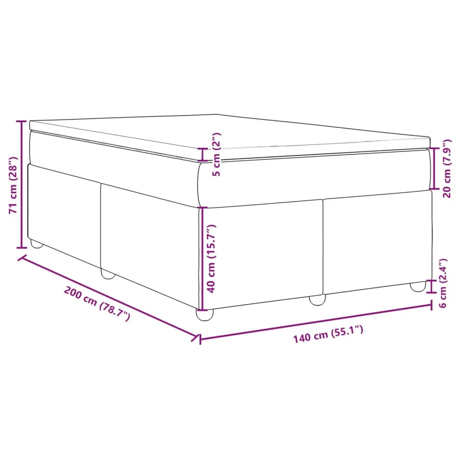 Sommier à lattes de lit avec matelas Gris clair 140x200cm Tissu - 12