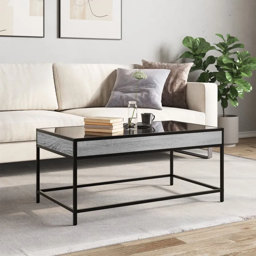 Table basse avec LED infini sonoma gris 90x50x41 cm - 4