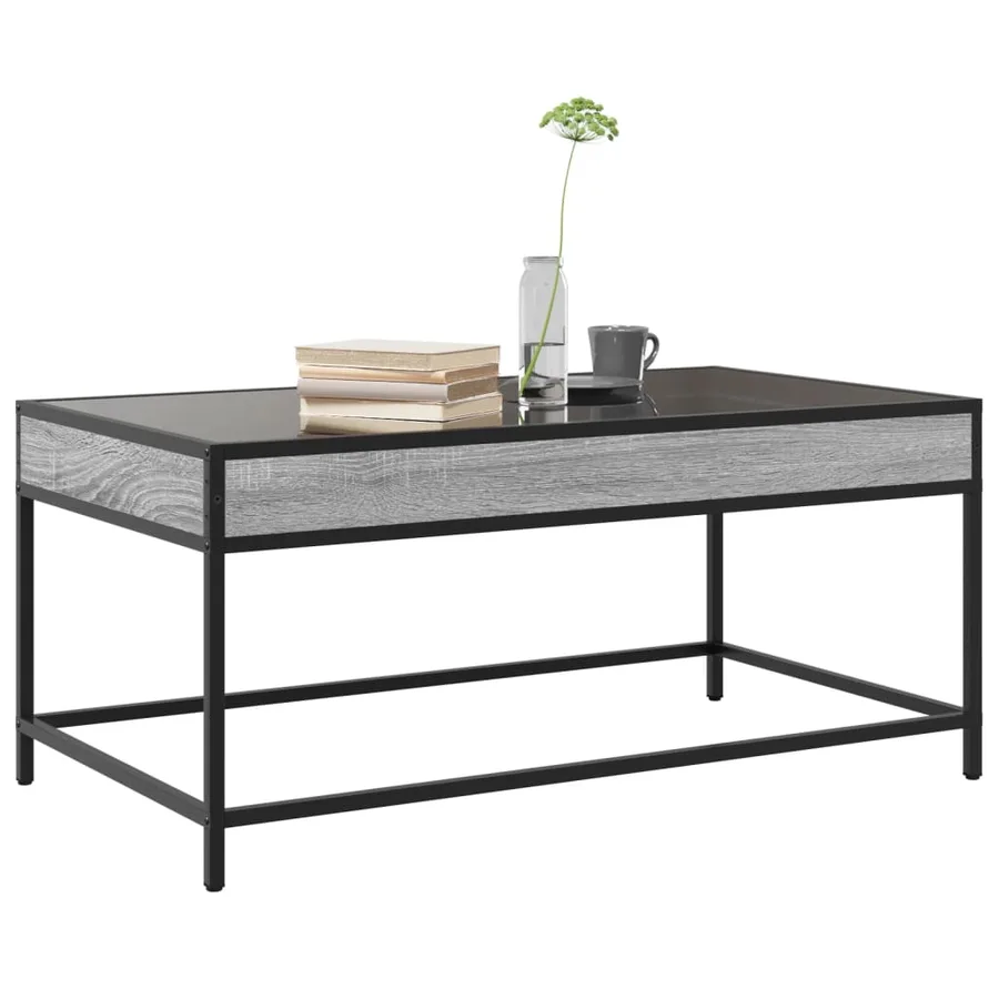 Table basse avec LED infini sonoma gris 90x50x41 cm - 5