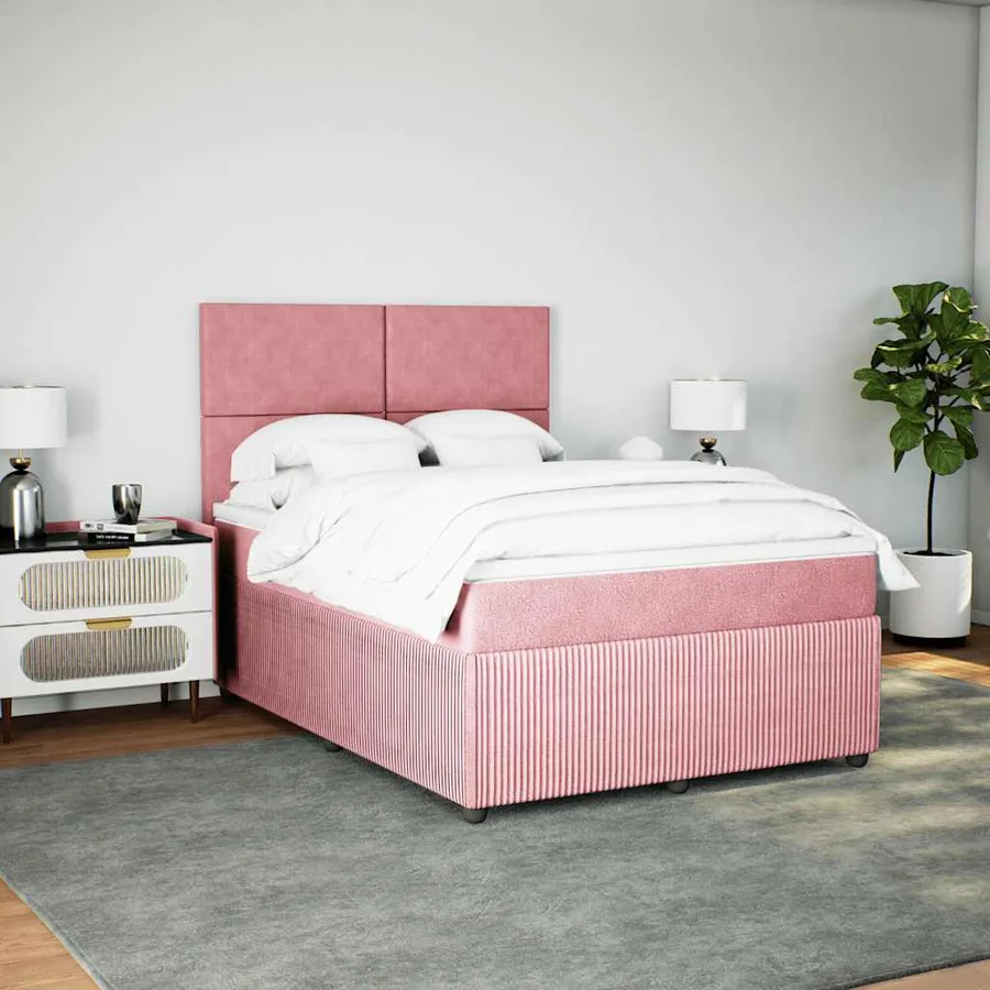 Sommier à lattes de lit avec matelas Rose 160x200 cm Velours - 4