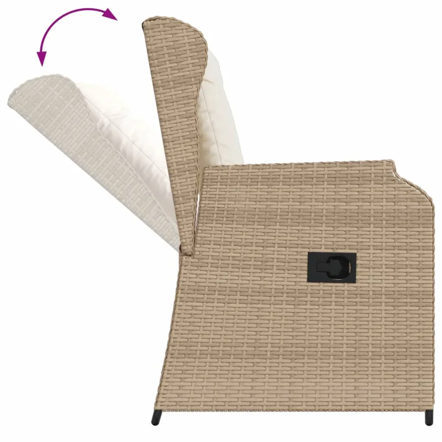 Salon de jardin avec coussins 3 pcs beige résine tressée - 5