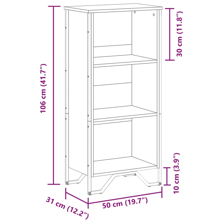 Bibliothèque chêne sonoma 50x31x106 cm bois d'ingénierie - 9