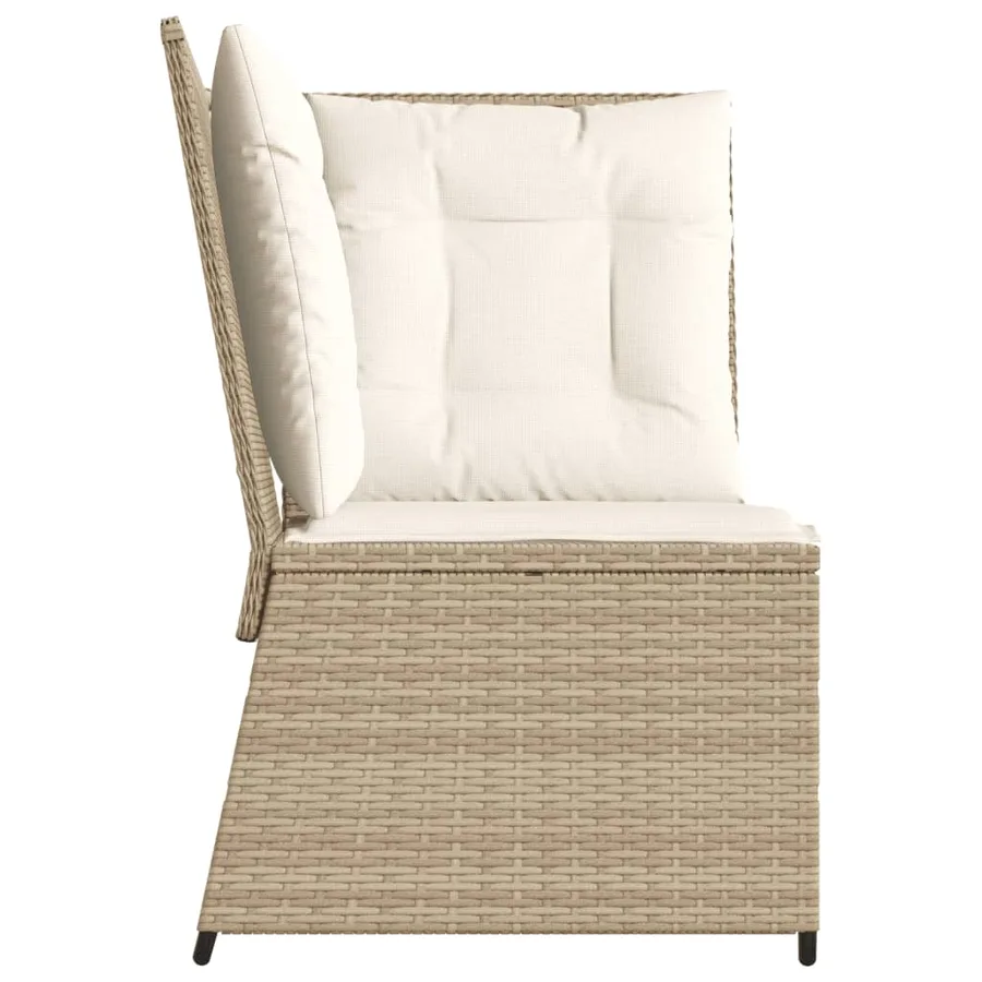 Canapé d'angle de jardin avec coussins beige résine tressée - 5
