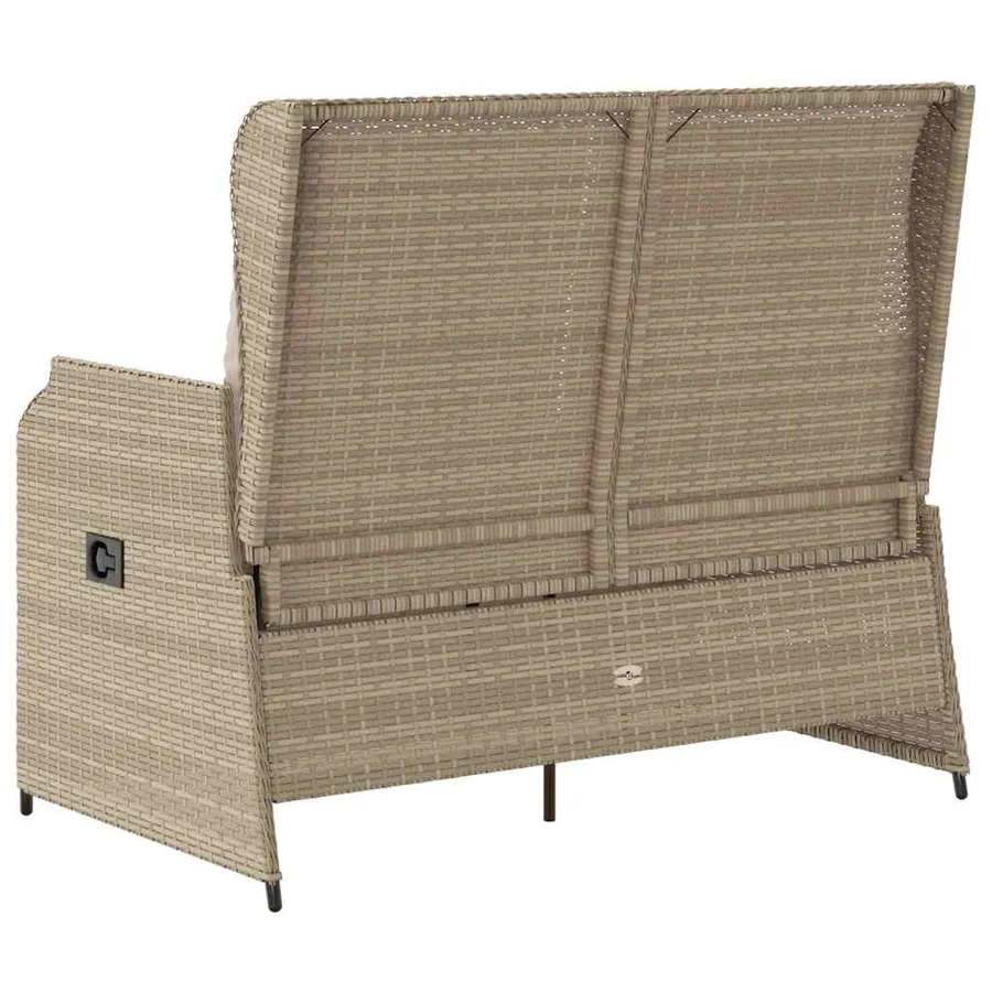 Banc inclinable de jardin avec coussins beige résine tressée - 6