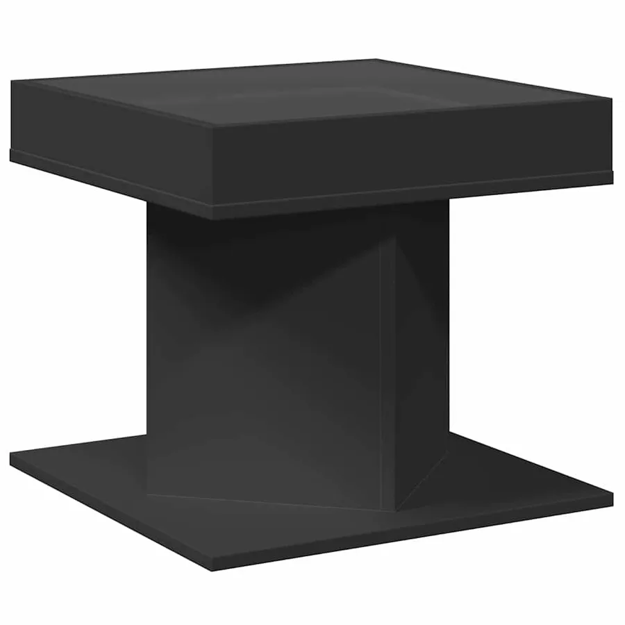 Table basse avec LED noir 50x50x45 cm bois d'ingénierie - 8