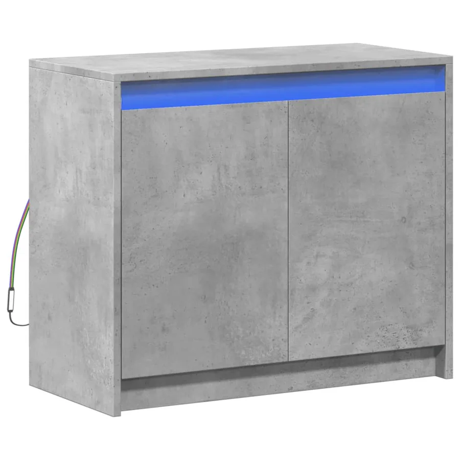 Buffet avec LED gris béton 72x34x61 cm bois d'ingénierie - 3