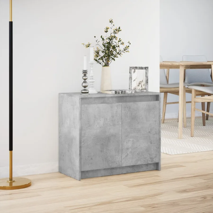 Buffet avec LED gris béton 72x34x61 cm bois d'ingénierie - 4