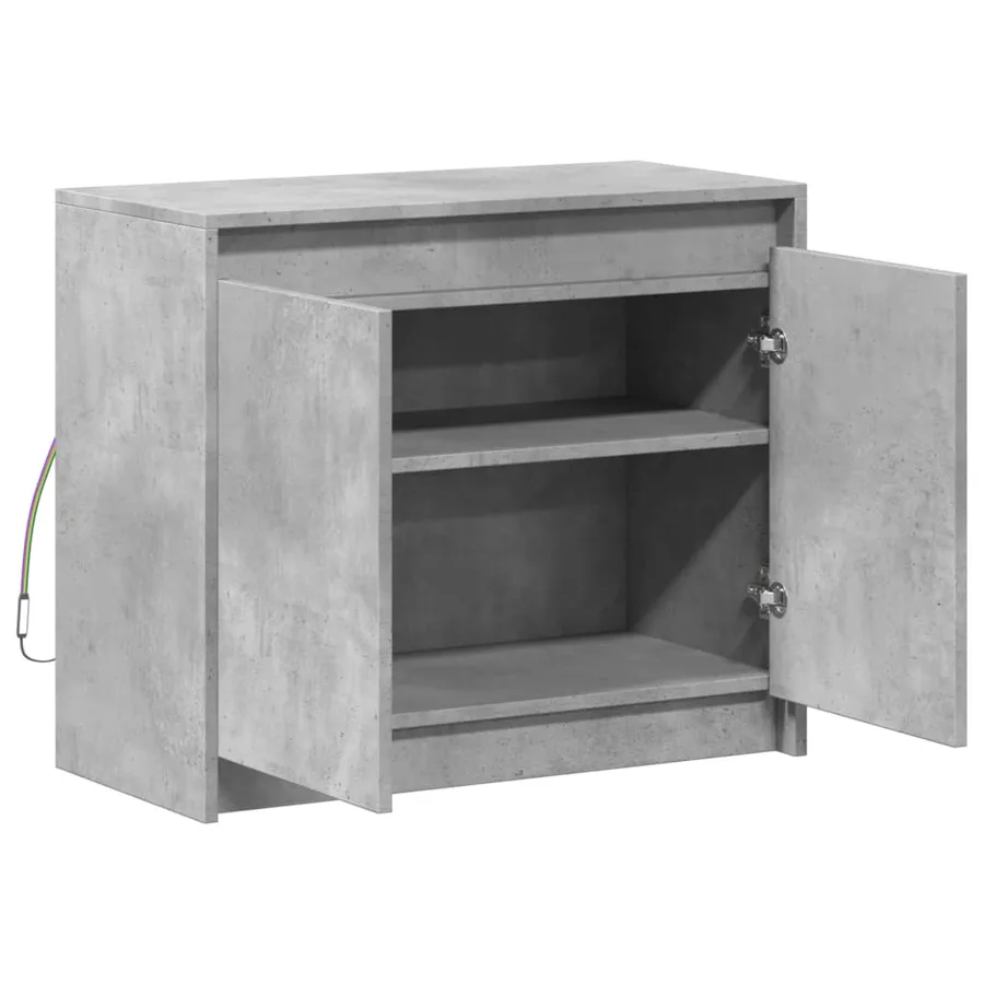 Buffet avec LED gris béton 72x34x61 cm bois d'ingénierie - 7