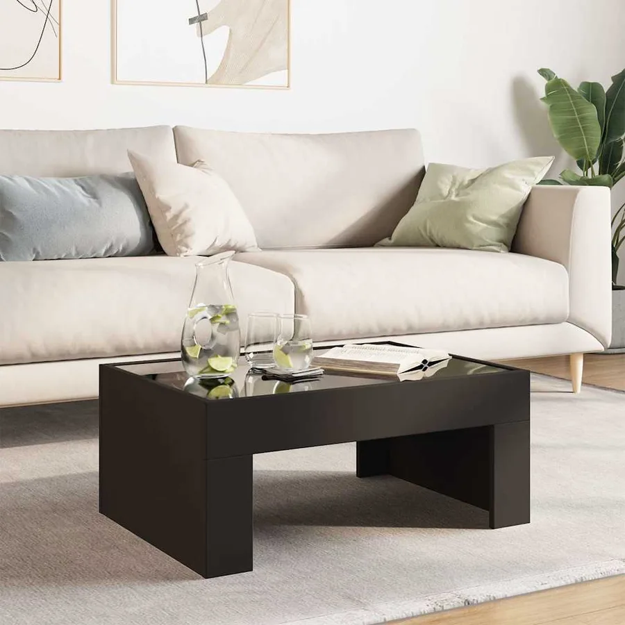 Table basse avec LED infini noir 70x50x30 cm - 4