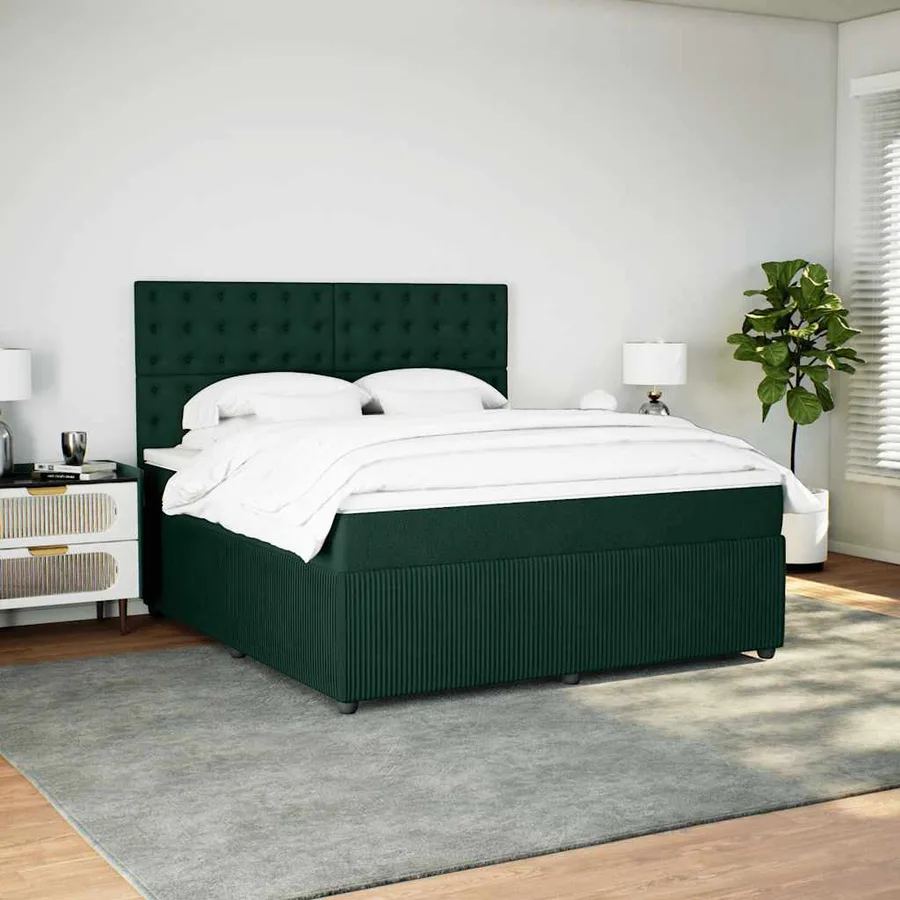 Sommier à lattes de lit et matelas Vert foncé 180x200cm Velours - 3