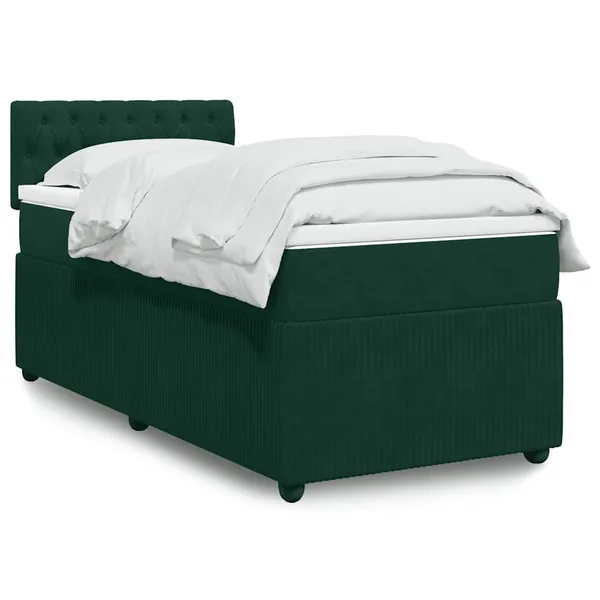 Sommier à lattes de lit avec matelas Vert foncé 90x190 cm
