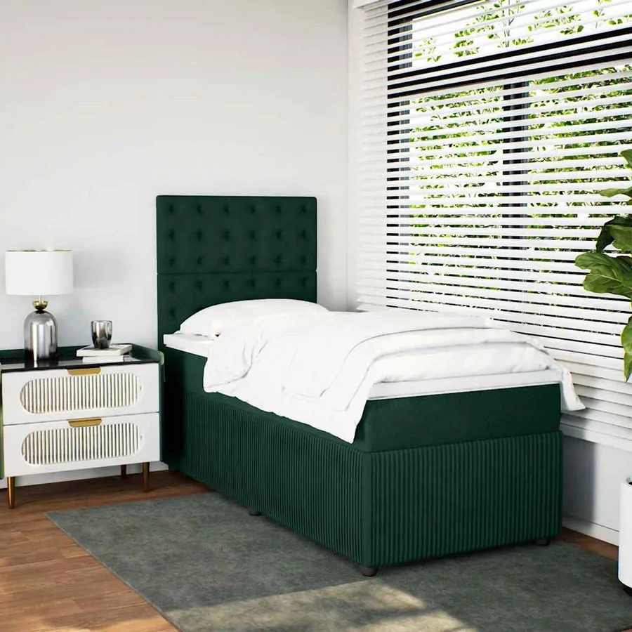 Sommier à lattes de lit avec matelas Vert foncé 90x200 cm - 5