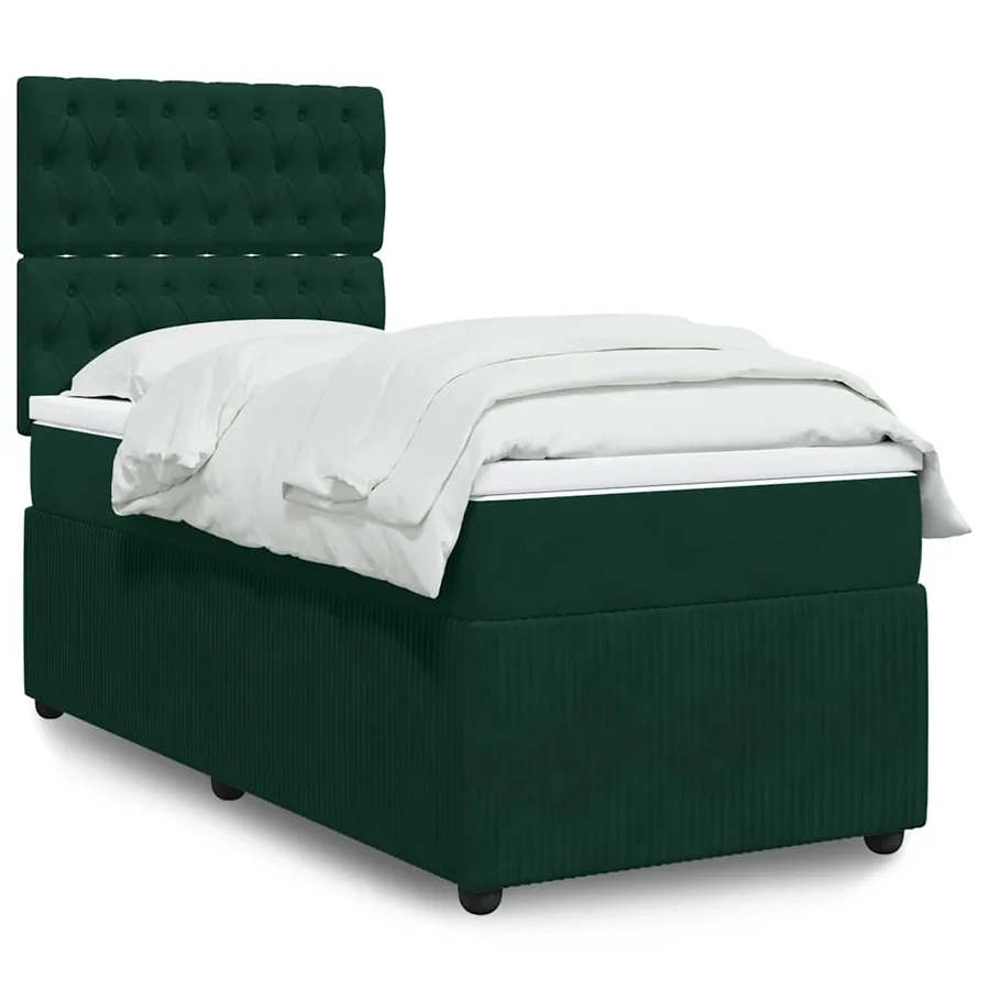 Sommier à lattes de lit avec matelas Vert foncé 90x200 cm