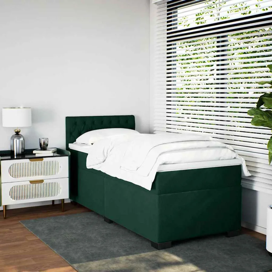Sommier à lattes de lit avec matelas Vert foncé 90x200 cm - 3