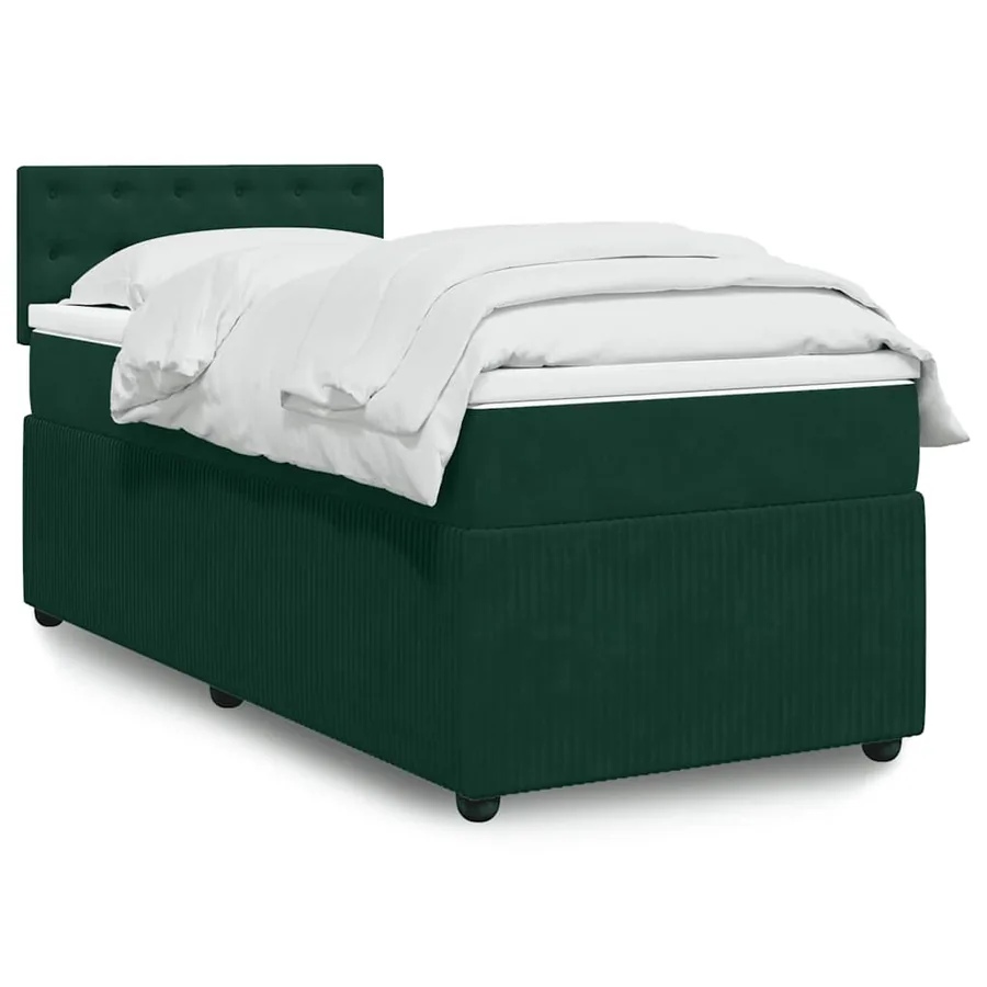 Sommier à lattes de lit avec matelas Vert foncé 90x200 cm