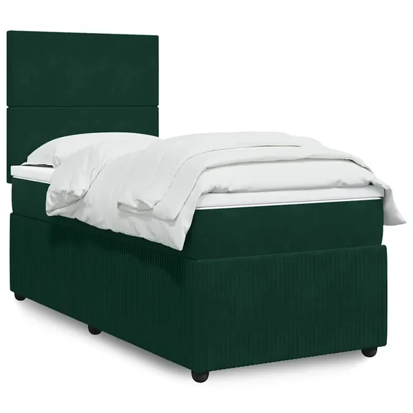 Sommier à lattes de lit avec matelas Vert foncé 90x200 cm