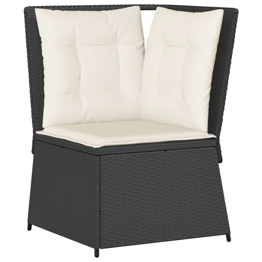 Salon de jardin 6 pcs avec coussins Noir Résine tressée - 5