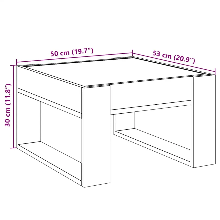 Table basse avec LED infini chêne fumé 50x53x30 cm - 13