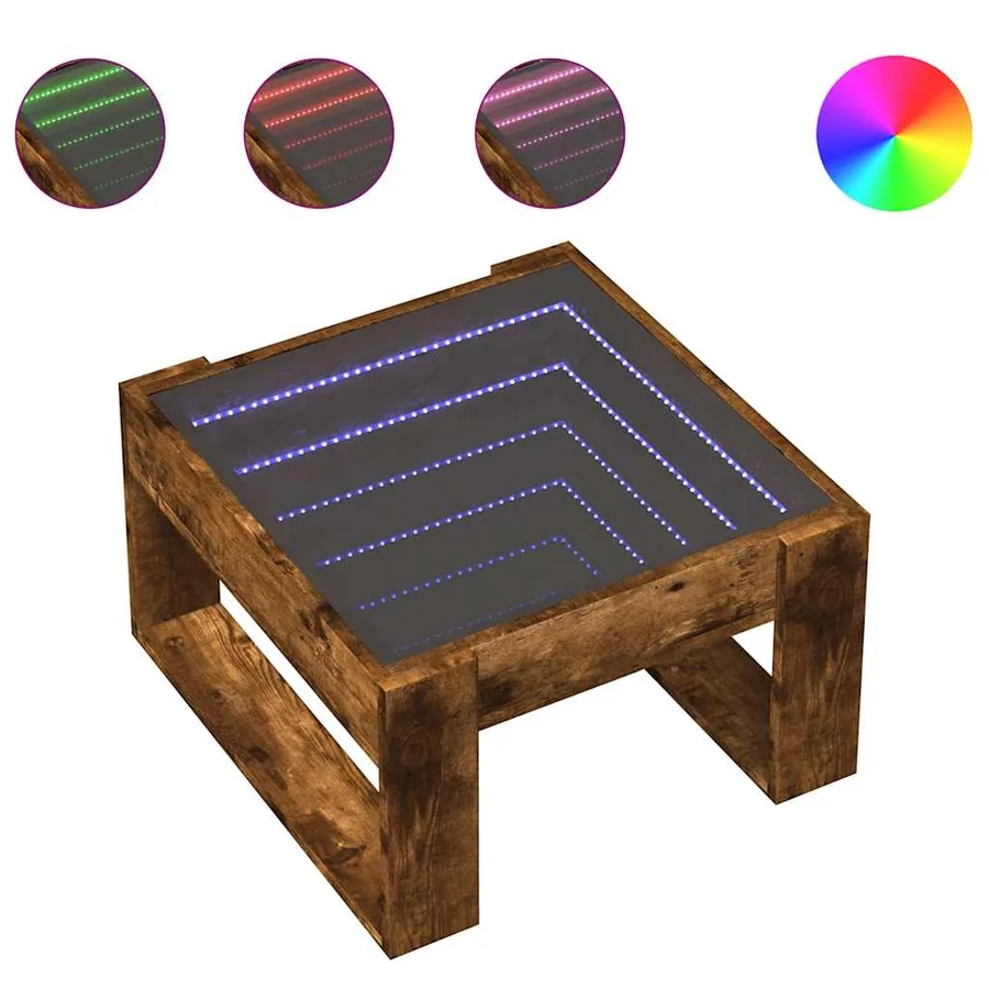 Table basse avec LED infini chêne fumé 50x53x30 cm - 2