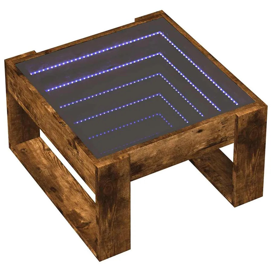 Table basse avec LED infini chêne fumé 50x53x30 cm - 3