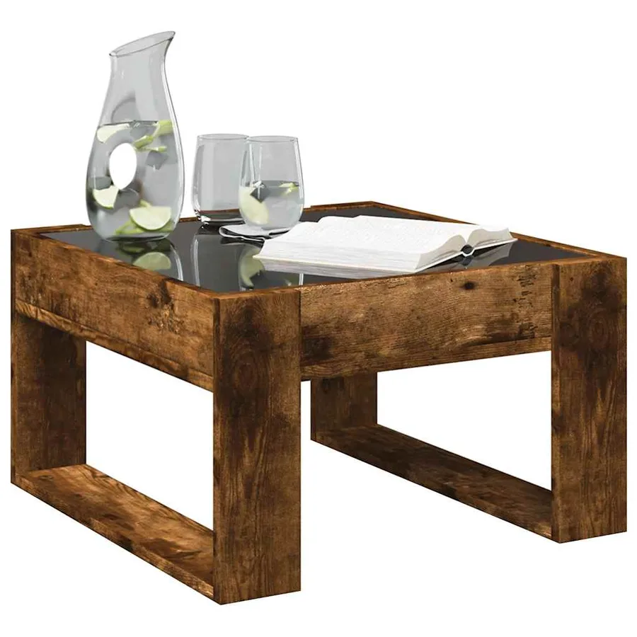 Table basse avec LED infini chêne fumé 50x53x30 cm - 5