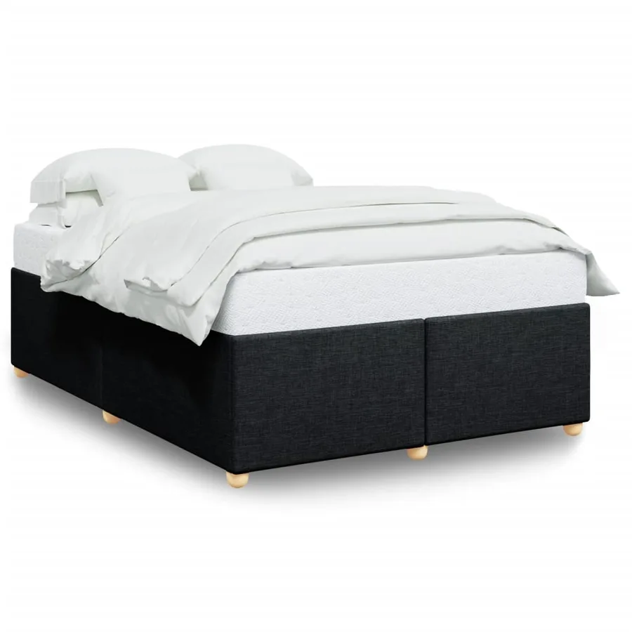 Cadre de lit sans matelas noir 140x200 cm tissu - 2