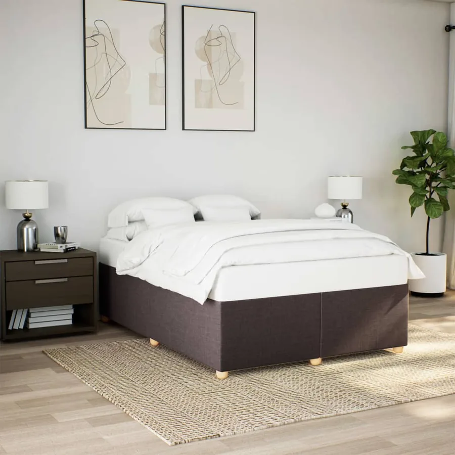 Cadre de lit sans matelas marron foncé 160x200 cm tissu