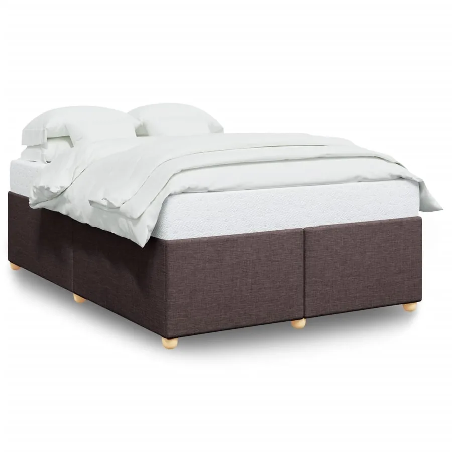 Cadre de lit sans matelas marron foncé 160x200 cm tissu - 2