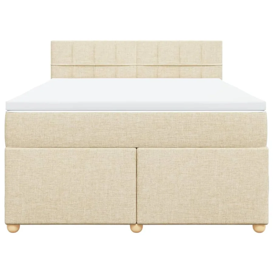 Sommier à lattes de lit avec matelas Crème 160x200 cm Tissu - 4