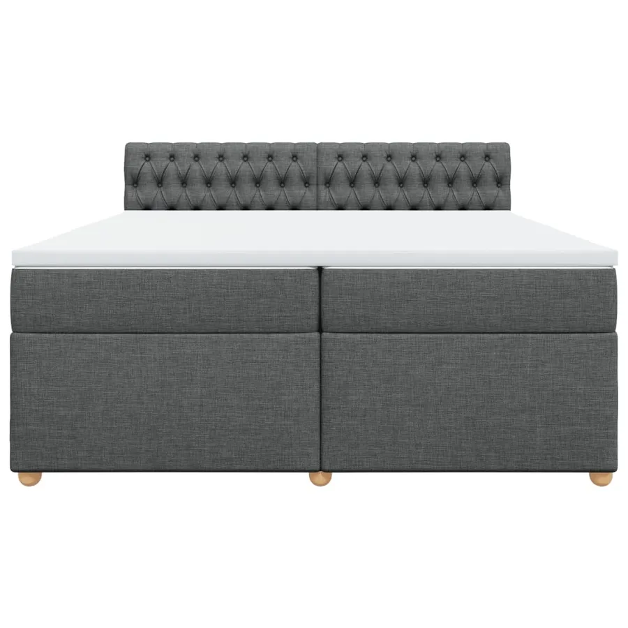 Sommier à lattes de lit avec matelas Gris foncé 200x200cm Tissu - 4