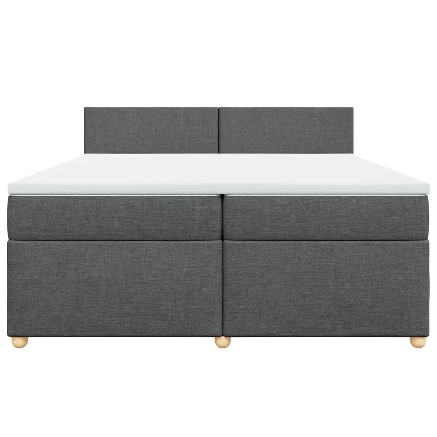Sommier à lattes de lit avec matelas Gris foncé 200x200cm Tissu - 4