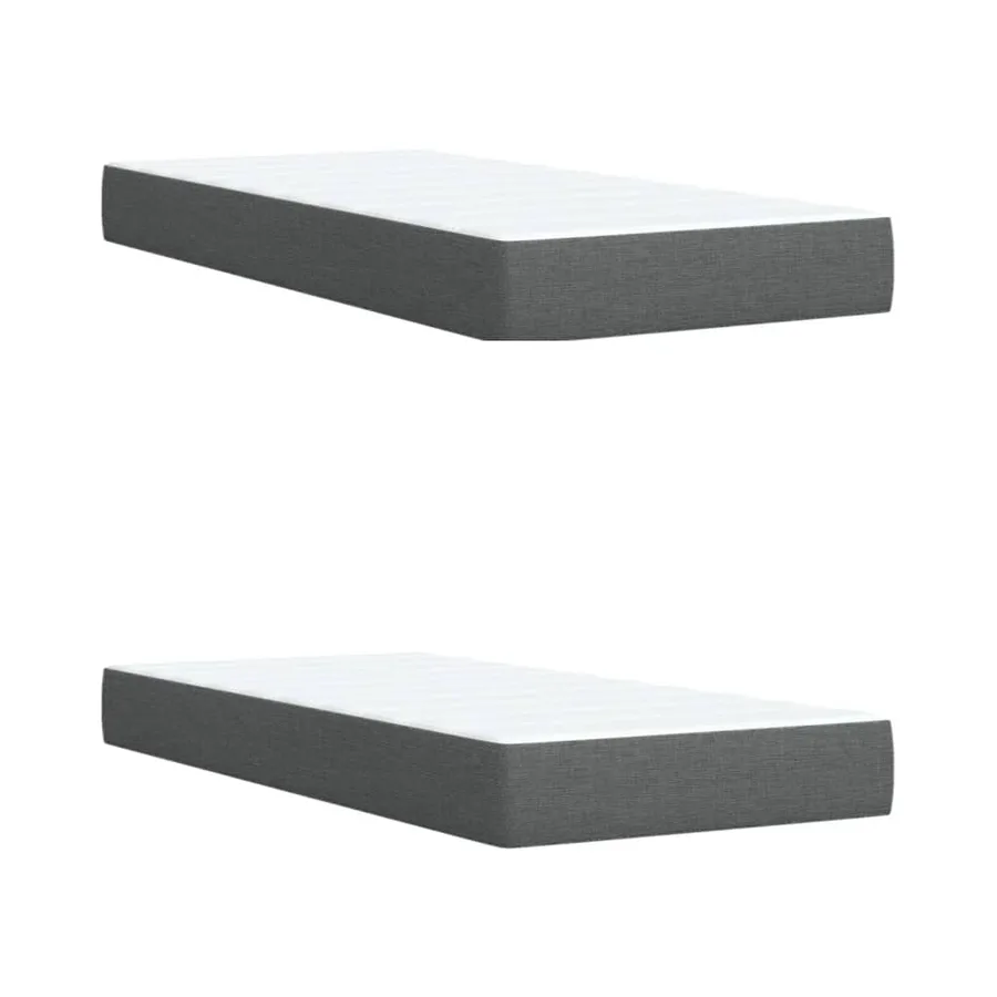 Sommier à lattes de lit avec matelas Gris foncé 200x200cm Tissu - 8
