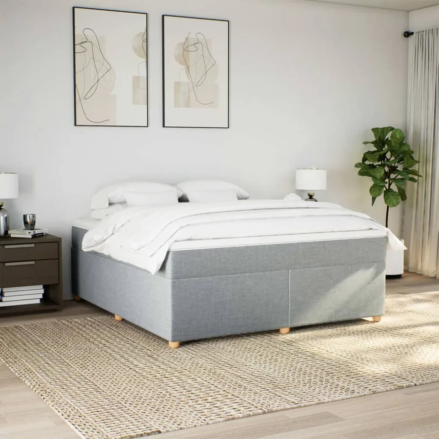 Sommier à lattes de lit avec matelas Gris clair 180x200cm Tissu - 3