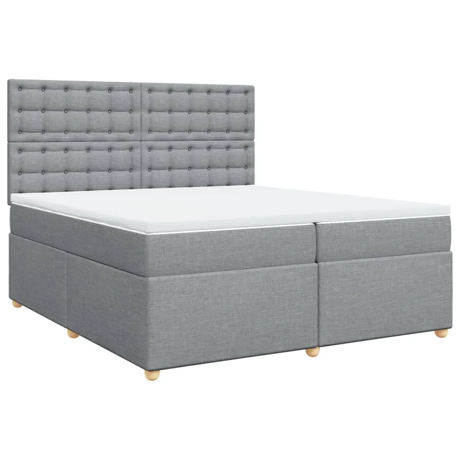 Sommier à lattes de lit avec matelas Gris clair 200x200cm Tissu - 2
