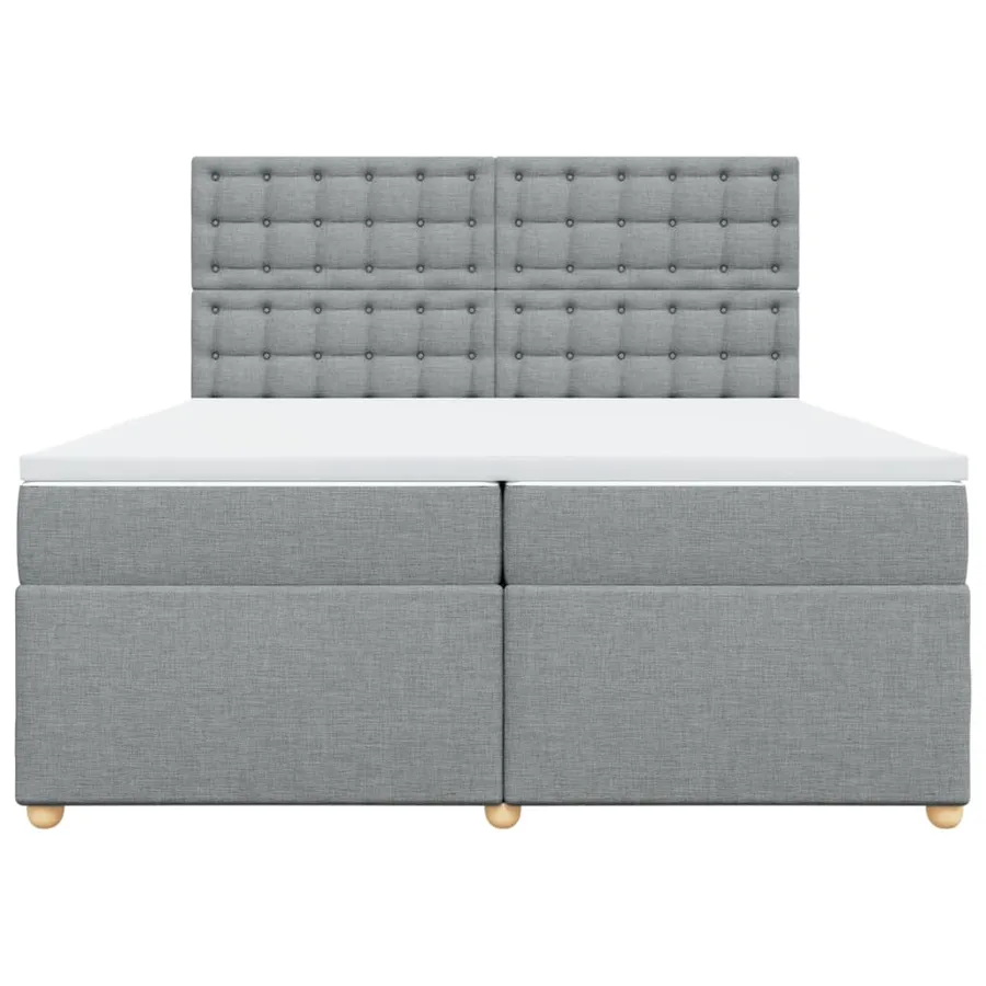 Sommier à lattes de lit avec matelas Gris clair 200x200cm Tissu - 4