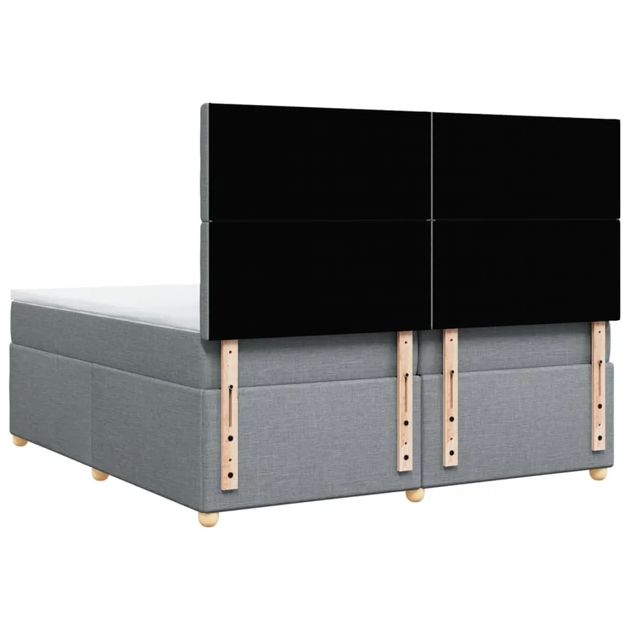 Sommier à lattes de lit avec matelas Gris clair 200x200cm Tissu - 6