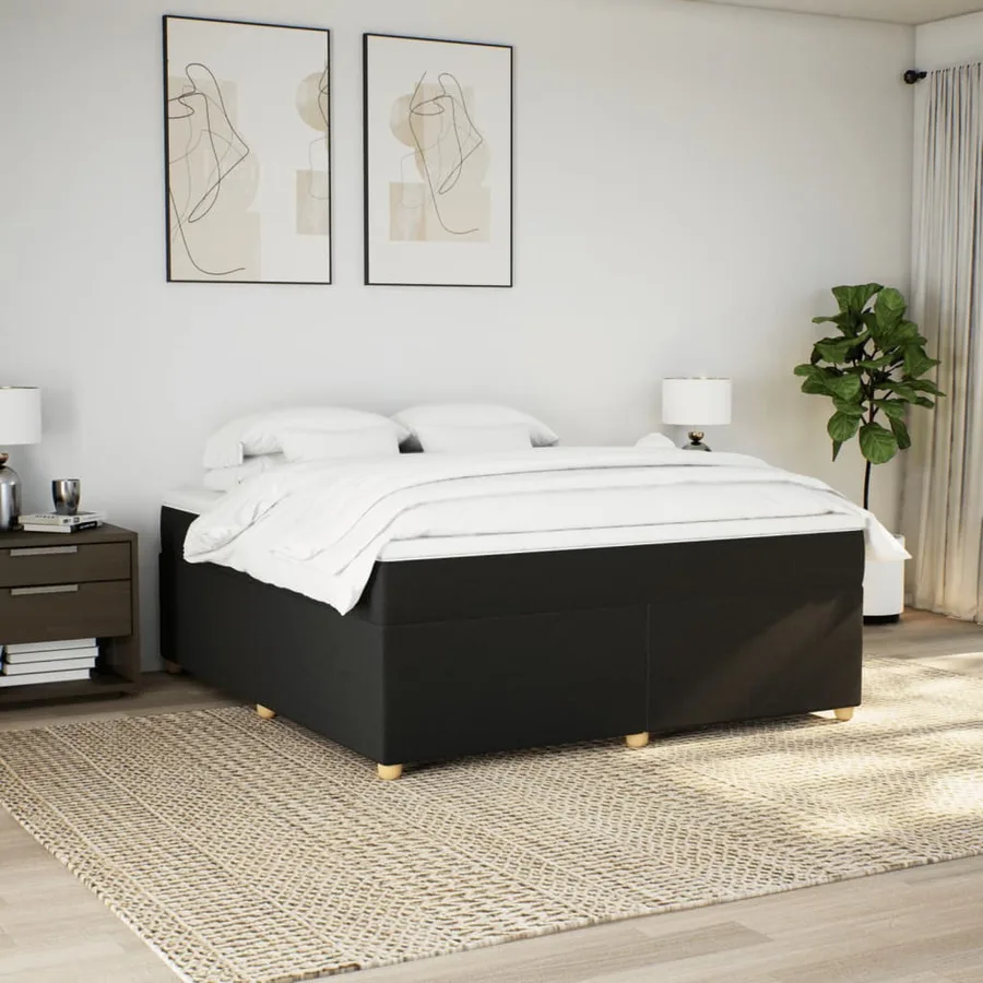 Sommier à lattes de lit avec matelas Noir 180x200 cm Tissu - 3