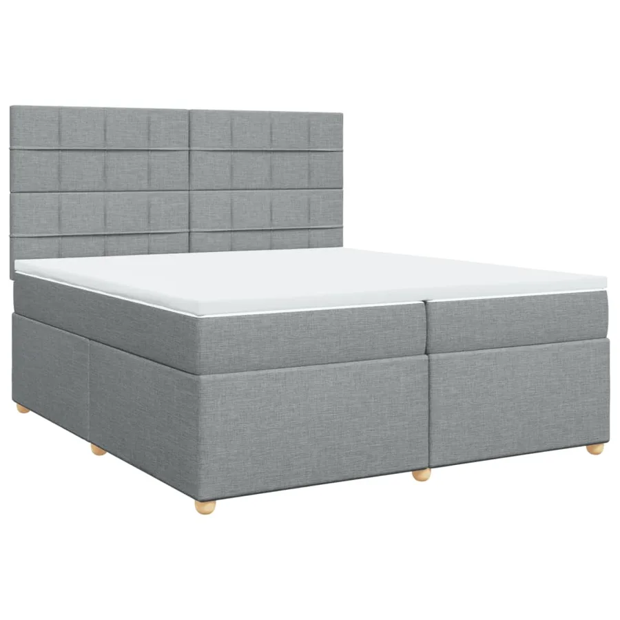 Sommier à lattes de lit avec matelas Gris clair 200x200cm Tissu - 2