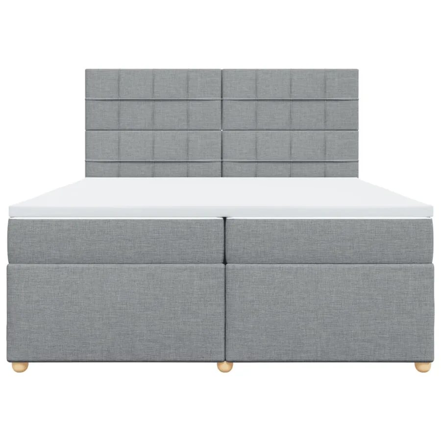 Sommier à lattes de lit avec matelas Gris clair 200x200cm Tissu - 4